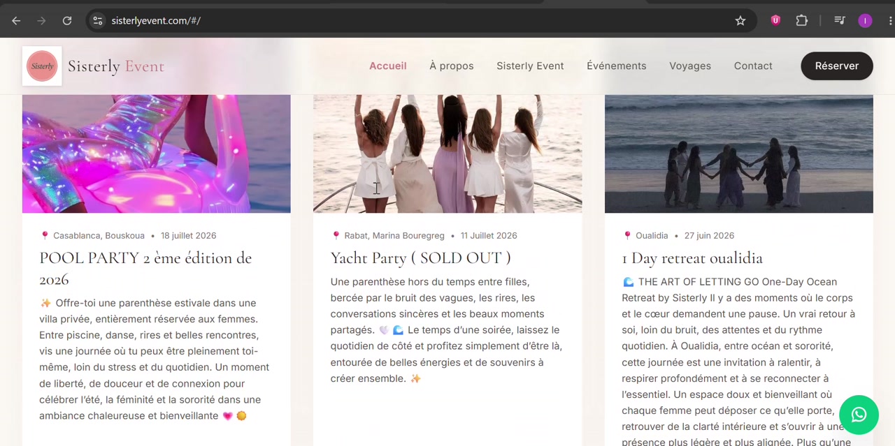 Sisterly Event – Site web événementiel